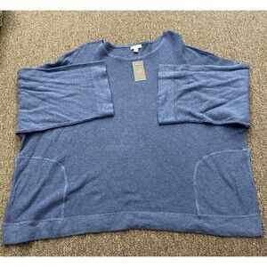 J Jill Pure Jill Black Red Multi Cotton Cashmere Blend Tunic Sweater $89 M NWT